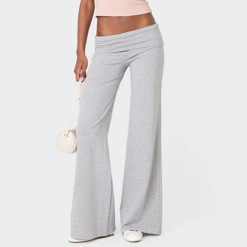Casual Wide Leg Sweatpants for Women Fold over Low Rise Flare Yoga Lounge Pants Back to School Clothes for Teen Girls Outfits